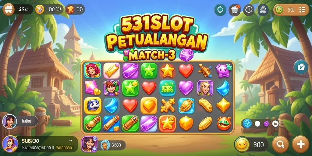 Tampilan gameplay seru dalam 531SLOT, permainan Match-3 yang mengasyikkan.