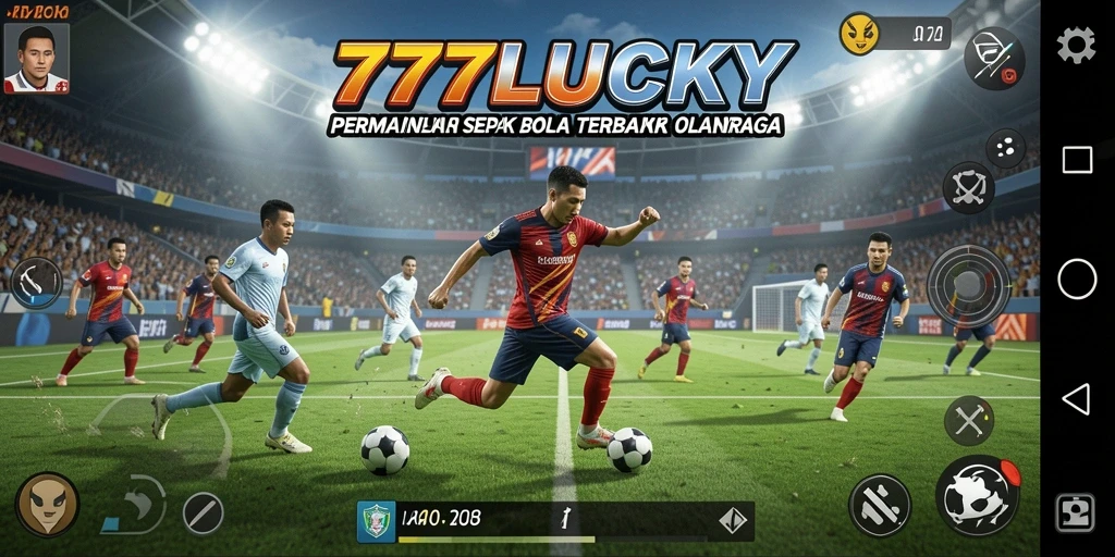 Tampilan gameplay 777LUCKY dengan aksi sepak bola yang menegangkan.