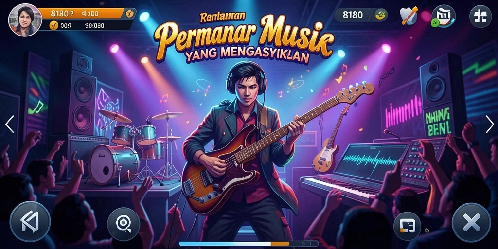 Tampilan gameplay <strong>8180</strong> saat memainkan lagu-lagu favorit.
