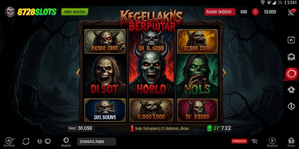 Screenshot 8728SLOTS menampilkan suasana gameplay yang menyeramkan dan mendebarkan.