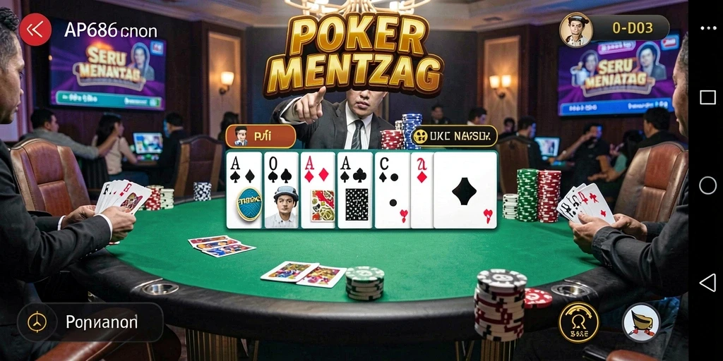 Tampilan gameplay poker yang menarik dan dinamis di AP686.