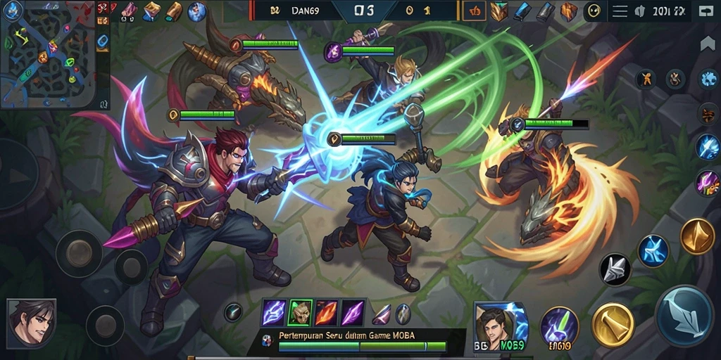 Gameplay seru BONDAN69 dengan karakter menarik dan arena pertarungan.
