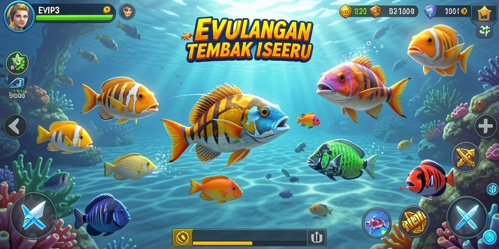 Tampilan gameplay seru dalam EVIP3 saat berburu ikan.
