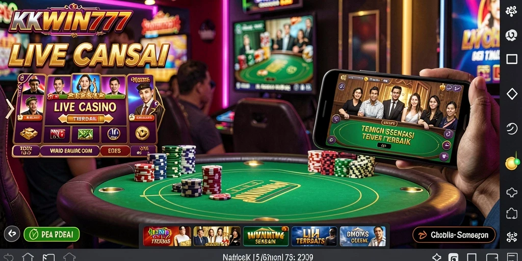 Tampilan menawan dari gameplay Live Casino KKWIN777 yang interaktif.