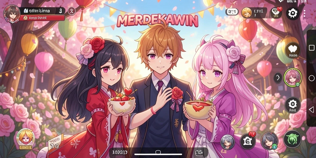 Tangkapan layar gameplay MERDEKAWIN yang menampilkan karakter dan momen cerita.