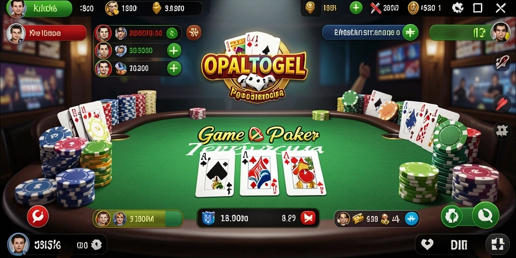 Tampilan gameplay seru di OPALTOGEL dengan suasana poker yang menggoda.