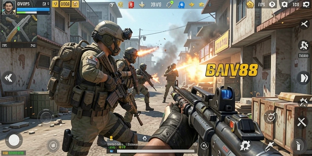 Tampilan gameplay OVO88 dalam pertempuran TPS yang seru.