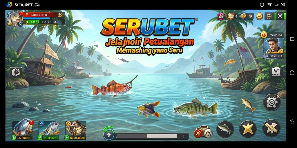 Tampilan gameplay SERUBET yang seru saat memancing ikan.