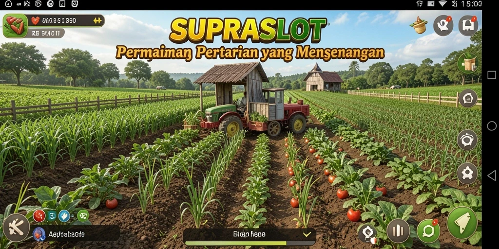 Tampilan menarik dari gameplay bertani di SUPRASLOT