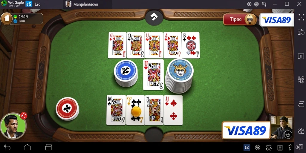 Tampilan seru gameplay Gaple di VISA89 dengan teman-teman.