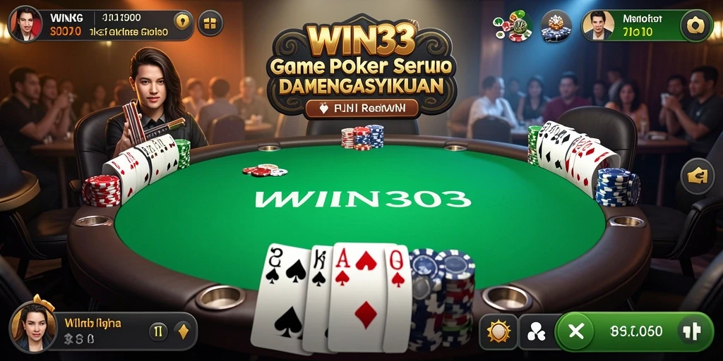 Tampilan gameplay poker yang mendebarkan di WIN33.