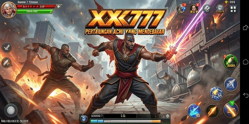 Tampilan epik dari gameplay XXX777 dalam aksi pertempuran.