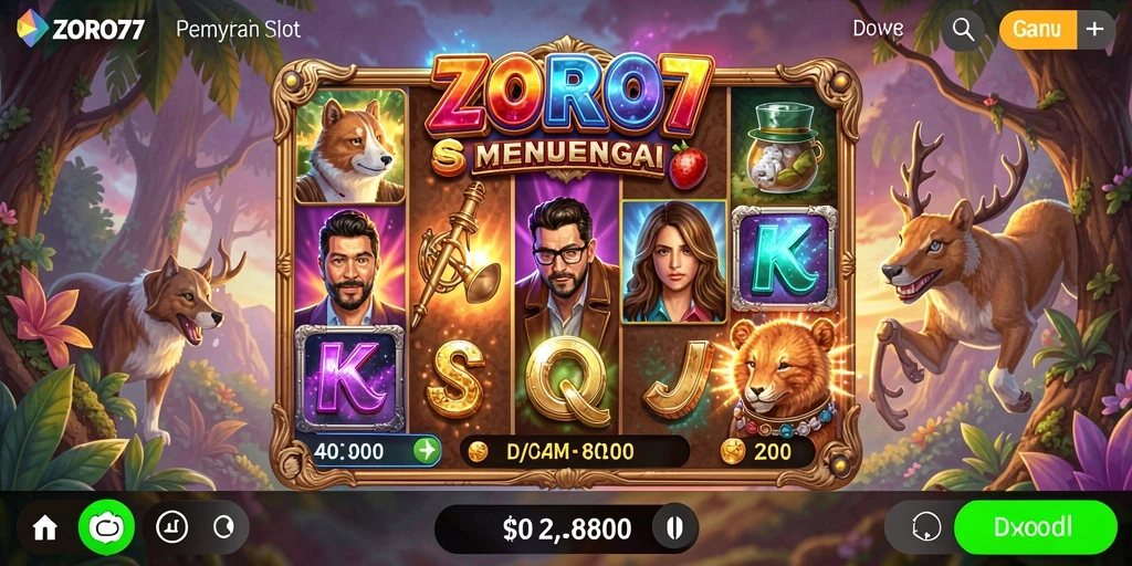 Screenshot gameplay ZORO77 yang menampilkan mesin Slot yang menarik.